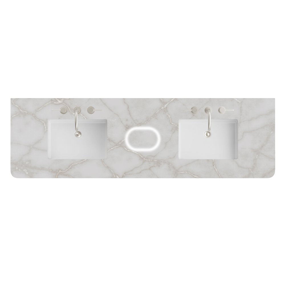 James Martin - 72" Single Radius Cut Top, 3 CM Victorian Silver Silestone w/ Sink & FreePower Wireless Charger - 060-S72RCWS-FP-VSL-SNK view 1