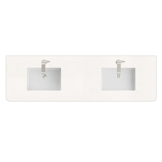 James Martin - 72" Single Radius Cut Top, 3 CM White Zeus Silestone w/ Sink - 060-S72RC-WZ-SNK view 1
