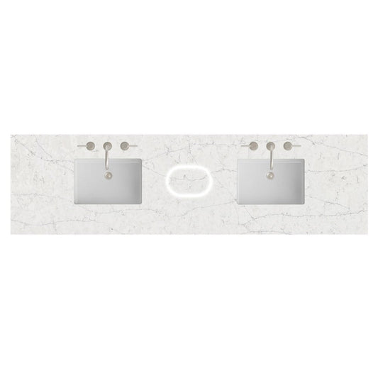 James Martin - 84" Double Top, 3CM Eternal Jasmine Pearl Silestone w/ Sink & FreePower Wireless Charger - 050-S84-FP-EJP-SNK view 1