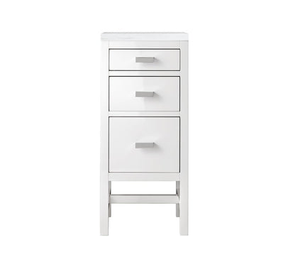 James Martin - Addison 15" Base Cabinet, Glossy White w/ 3 CM Arctic Fall Solid Surface Top - E444-BC15-GW-3AF view 1