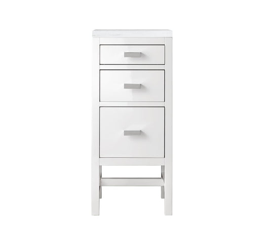 James Martin - Addison 15" Base Cabinet, Glossy White w/ 3 CM Arctic Fall Solid Surface Top - E444-BC15-GW-3AF view 1