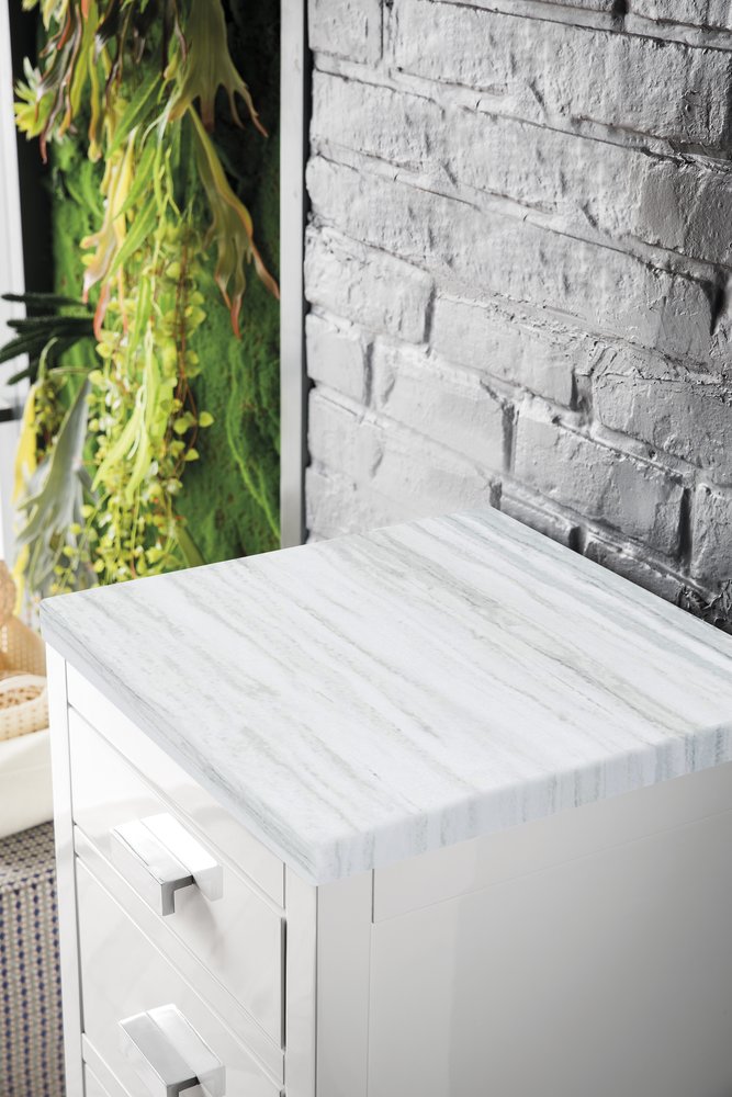 James Martin - Addison 15" Base Cabinet, Glossy White w/ 3 CM Arctic Fall Solid Surface Top - E444-BC15-GW-3AF view 2