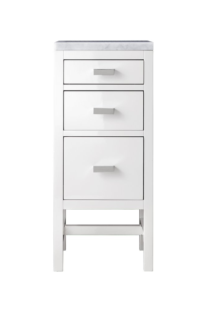 James Martin - Addison 15" Base Cabinet, Glossy White w/ 3 CM Carrara Marble Top - E444-BC15-GW-3CAR view 1