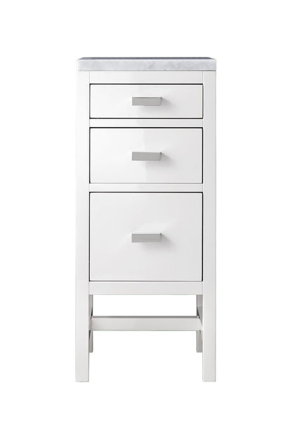 James Martin - Addison 15" Base Cabinet, Glossy White w/ 3 CM Carrara Marble Top - E444-BC15-GW-3CAR view 1