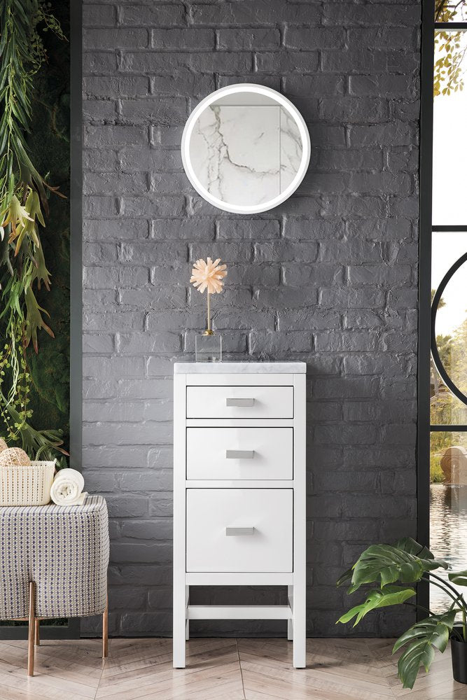 James Martin - Addison 15" Base Cabinet, Glossy White w/ 3 CM Carrara Marble Top - E444-BC15-GW-3CAR view 2