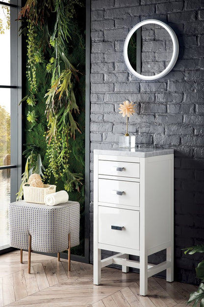 James Martin - Addison 15" Base Cabinet, Glossy White w/ 3 CM Carrara Marble Top - E444-BC15-GW-3CAR view 3