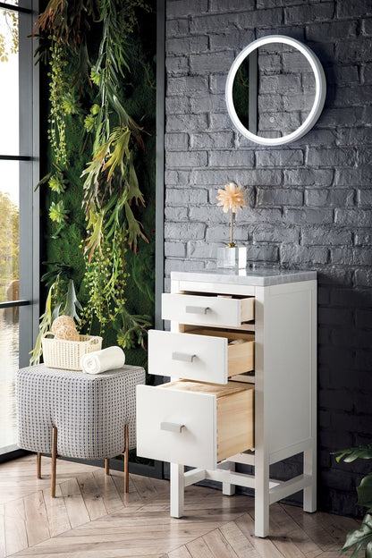 James Martin - Addison 15" Base Cabinet, Glossy White w/ 3 CM Carrara Marble Top - E444-BC15-GW-3CAR view 4