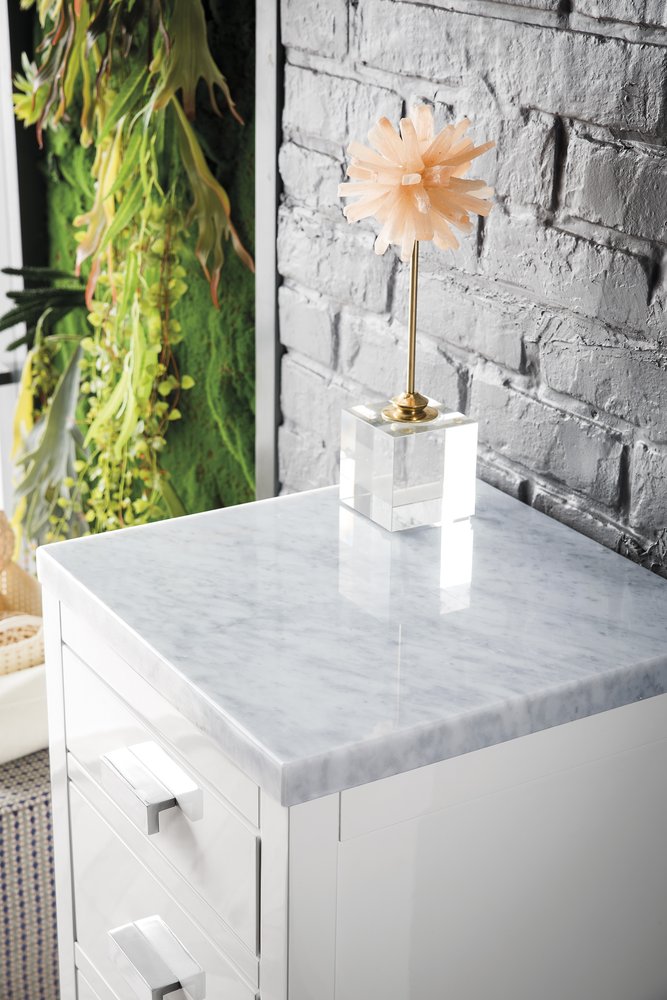 James Martin - Addison 15" Base Cabinet, Glossy White w/ 3 CM Carrara Marble Top - E444-BC15-GW-3CAR view 6