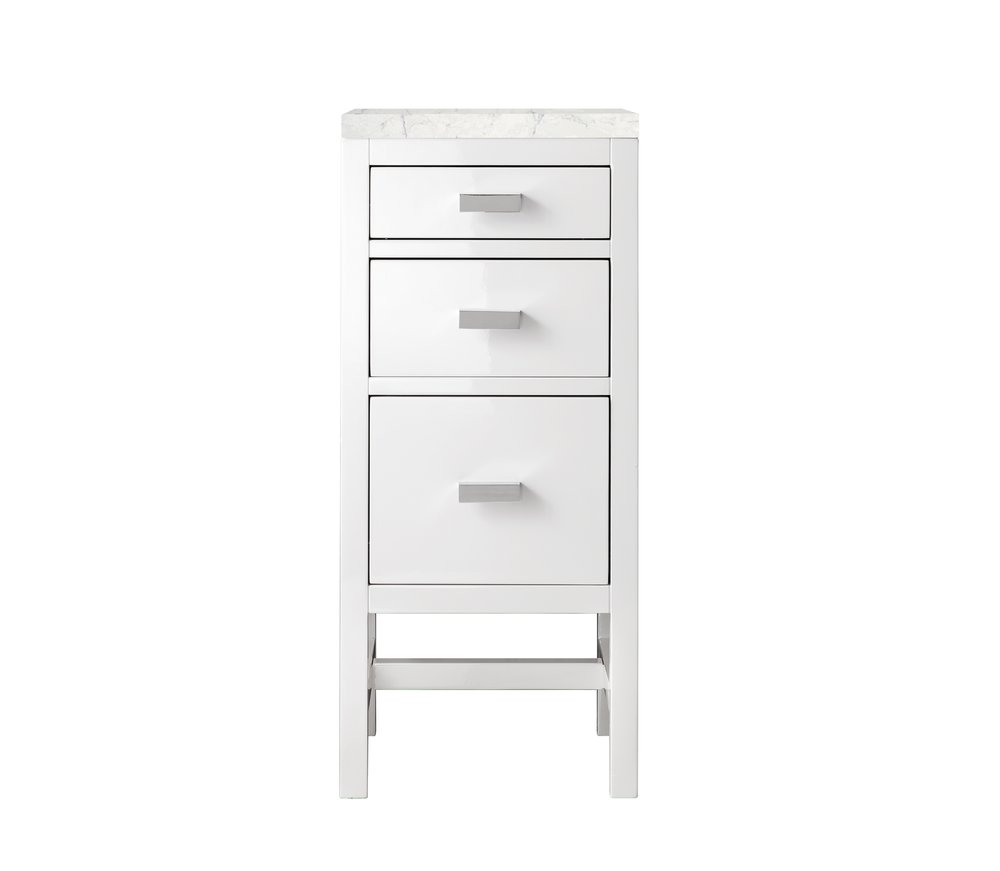 James Martin - Addison 15" Base Cabinet, Glossy White w/ 3 CM Eternal Jasmine Pearl Silestone Top - E444-BC15-GW-3EJP view 1