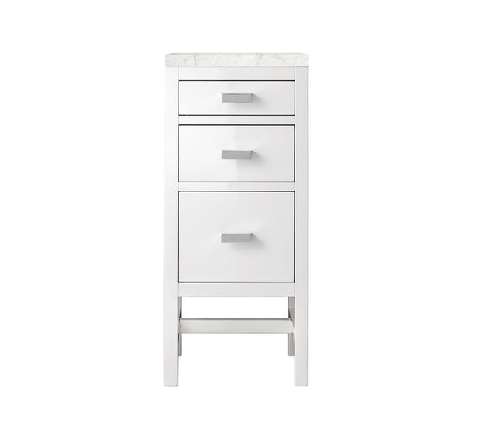 James Martin - Addison 15" Base Cabinet, Glossy White w/ 3 CM Eternal Jasmine Pearl Silestone Top - E444-BC15-GW-3EJP view 1