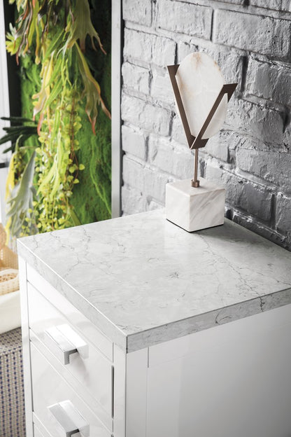James Martin - Addison 15" Base Cabinet, Glossy White w/ 3 CM Eternal Jasmine Pearl Silestone Top - E444-BC15-GW-3EJP view 2