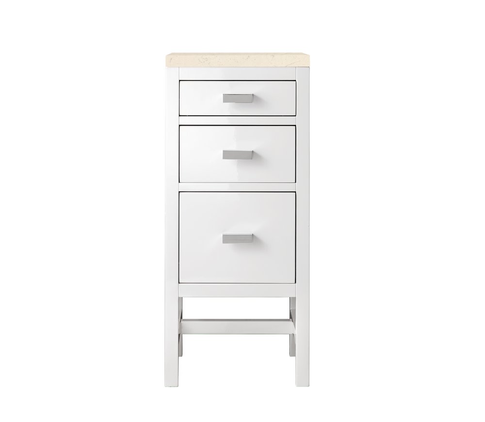 James Martin - Addison 15" Base Cabinet, Glossy White w/ 3 CM Eternal Marfil Top - E444-BC15-GW-3EMR view 1