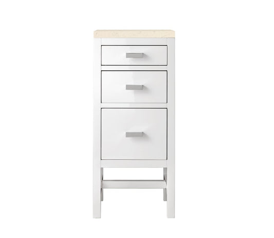 James Martin - Addison 15" Base Cabinet, Glossy White w/ 3 CM Eternal Marfil Top - E444-BC15-GW-3EMR view 1