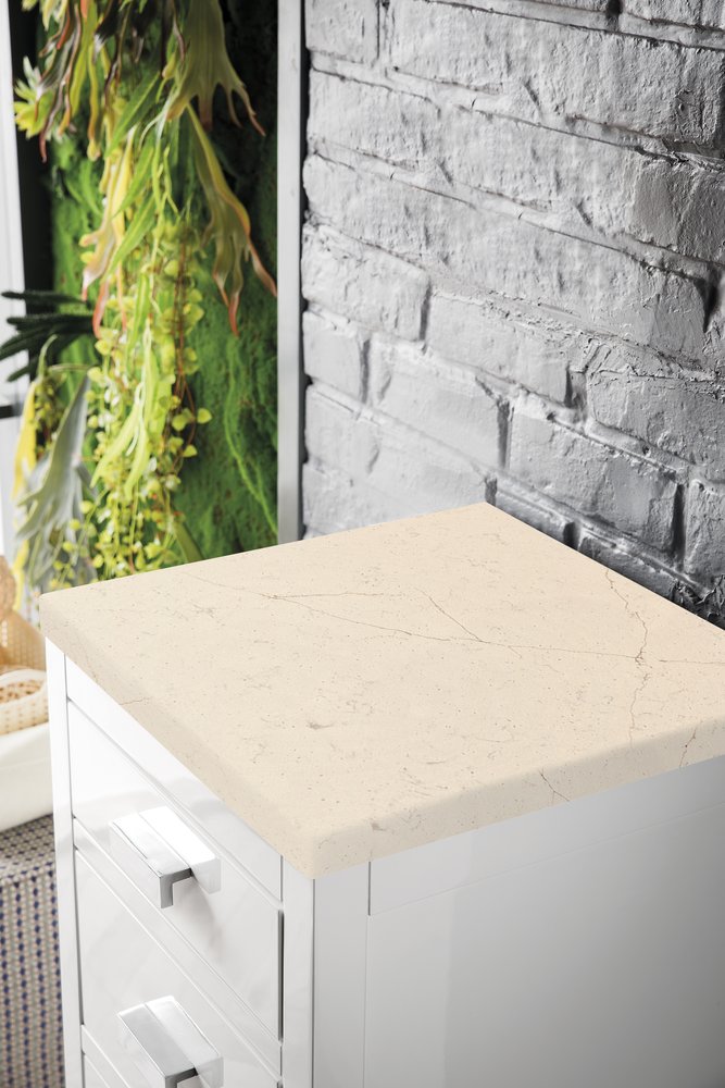 James Martin - Addison 15" Base Cabinet, Glossy White w/ 3 CM Eternal Marfil Top - E444-BC15-GW-3EMR view 2