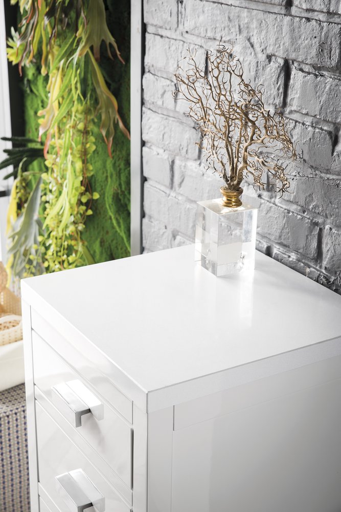 James Martin - Addison 15" Base Cabinet, Glossy White w/ 3 CM White Zeus Silestone Top - E444-BC15-GW-3WZ view 2