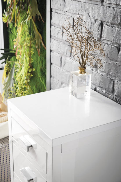 James Martin - Addison 15" Base Cabinet, Glossy White w/ 3 CM White Zeus Silestone Top - E444-BC15-GW-3WZ view 2