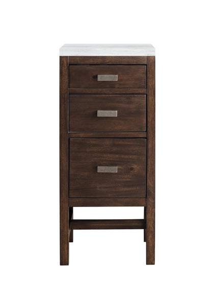 James Martin - Addison 15" Base Cabinet, Mid-Century Acacia w/ 3 CM Arctic Fall Solid Surface Top - E444-BC15-MCA-3AF view 1
