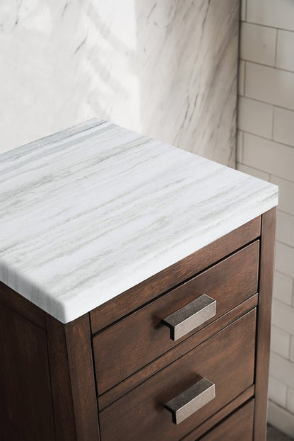 James Martin - Addison 15" Base Cabinet, Mid-Century Acacia w/ 3 CM Arctic Fall Solid Surface Top - E444-BC15-MCA-3AF view 2