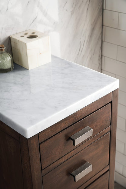 James Martin - Addison 15" Base Cabinet, Mid-Century Acacia w/ 3 CM Carrara Marble Top - E444-BC15-MCA-3CAR view 2