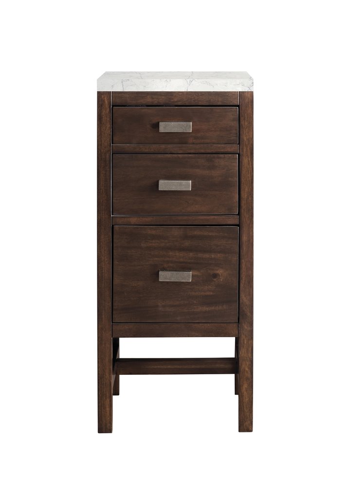 James Martin - Addison 15" Base Cabinet, Mid-Century Acacia w/ 3 CM Eternal Jasmine Pearl Silestone Top - E444-BC15-MCA-3EJP view 1