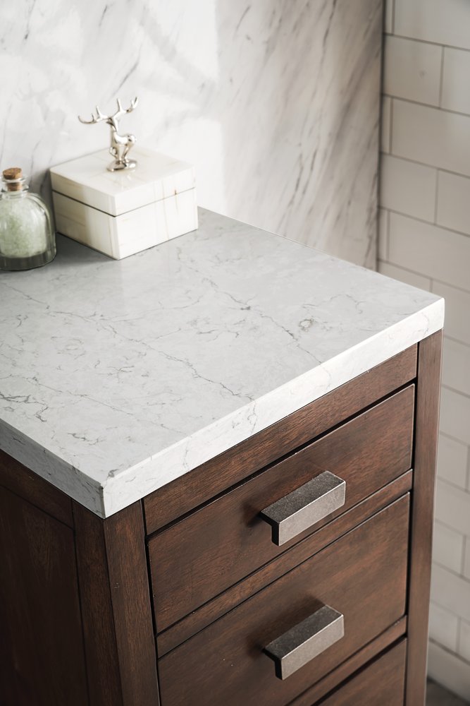 James Martin - Addison 15" Base Cabinet, Mid-Century Acacia w/ 3 CM Eternal Jasmine Pearl Silestone Top - E444-BC15-MCA-3EJP view 2