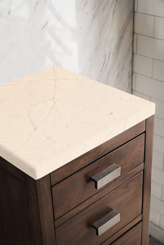 James Martin - Addison 15" Base Cabinet, Mid-Century Acacia w/ 3 CM Eternal Marfil Silestone Top - E444-BC15-MCA-3EMR view 2