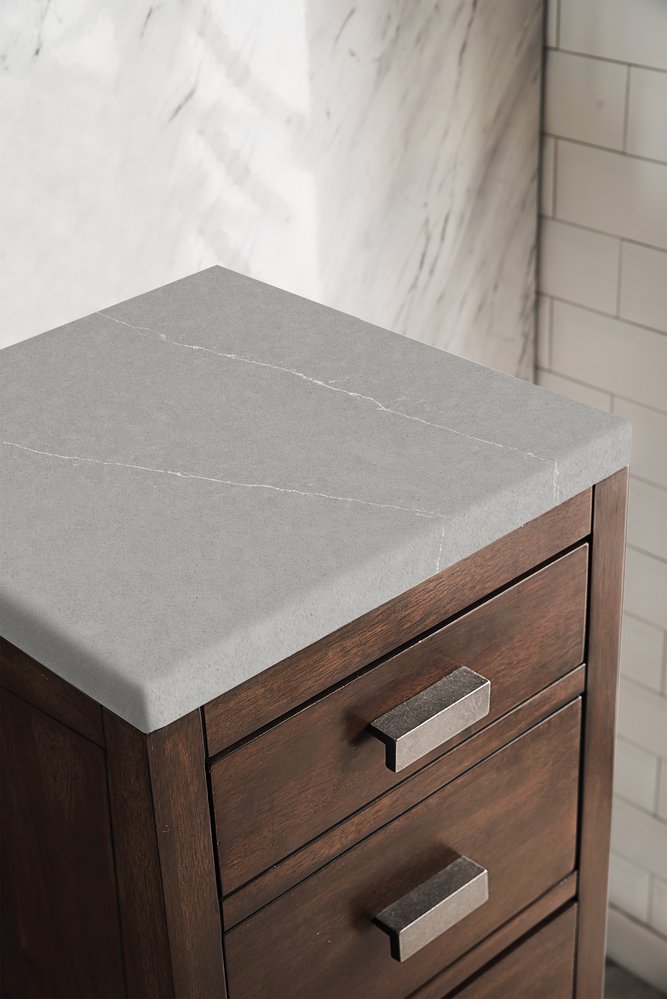 James Martin - Addison 15" Base Cabinet, Mid-Century Acacia w/ 3 CM Eternal Serena Silestone Top - E444-BC15-MCA-3ESR view 2