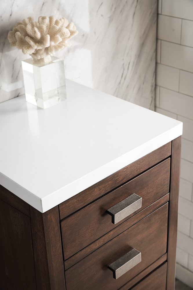 James Martin - Addison 15" Base Cabinet, Mid-Century Acacia w/ 3 CM White Zeus Silestone Top - E444-BC15-MCA-3WZ view 2