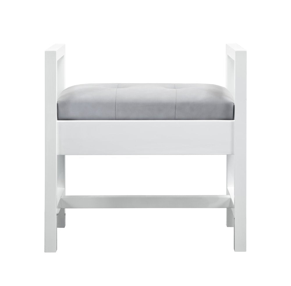 James Martin - Addison 24.5" Upholstered Bench, Glossy White - E444-BNCH-GW view 1