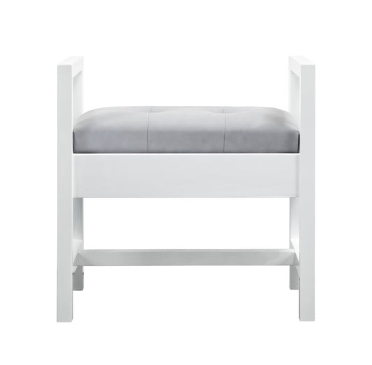 James Martin - Addison 24.5" Upholstered Bench, Glossy White - E444-BNCH-GW view 1
