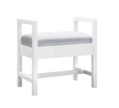 James Martin - Addison 24.5" Upholstered Bench, Glossy White - E444-BNCH-GW view 2