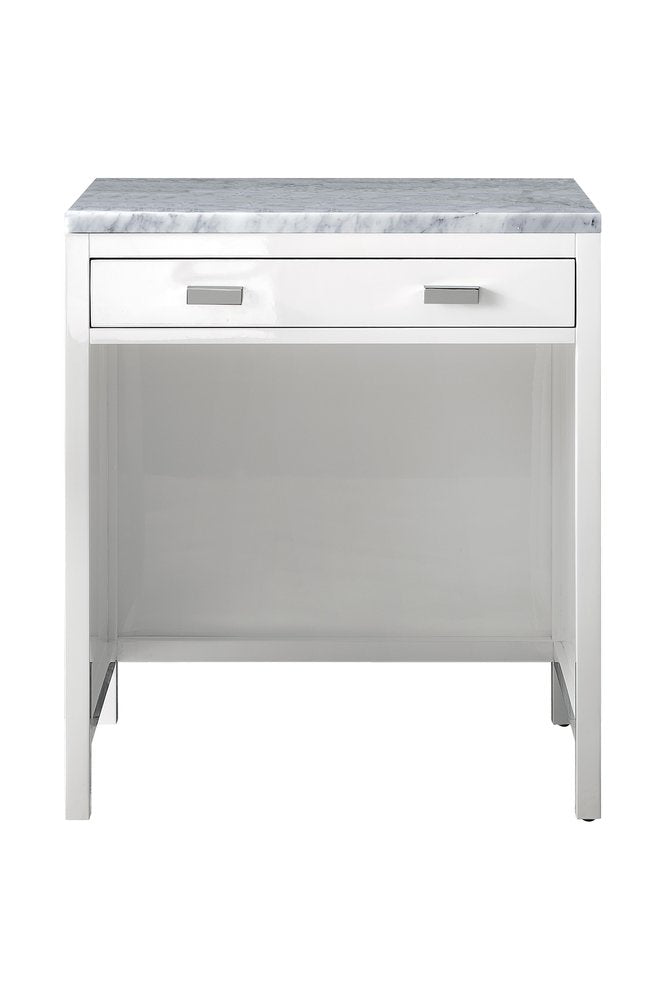James Martin - Addison 30" Countertop Unit, Glossy White w/ 3 CM Carrara Marble Top - E444-CU30-GW-3CAR view 1