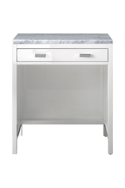 James Martin - Addison 30" Countertop Unit, Glossy White w/ 3 CM Carrara Marble Top - E444-CU30-GW-3CAR view 1