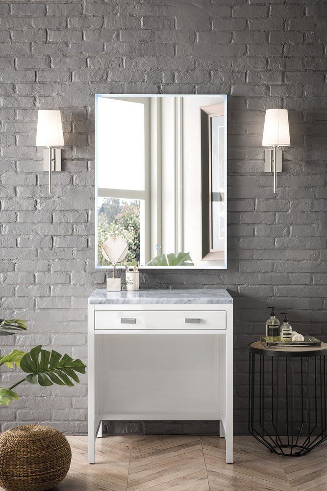 James Martin - Addison 30" Countertop Unit, Glossy White w/ 3 CM Carrara Marble Top - E444-CU30-GW-3CAR view 2