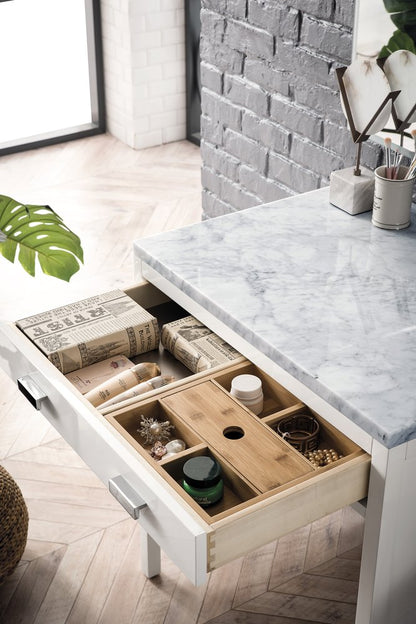 James Martin - Addison 30" Countertop Unit, Glossy White w/ 3 CM Carrara Marble Top - E444-CU30-GW-3CAR view 4