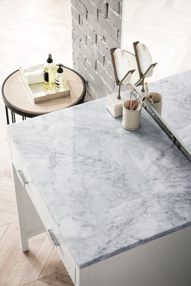 James Martin - Addison 30" Countertop Unit, Glossy White w/ 3 CM Carrara Marble Top - E444-CU30-GW-3CAR view 6