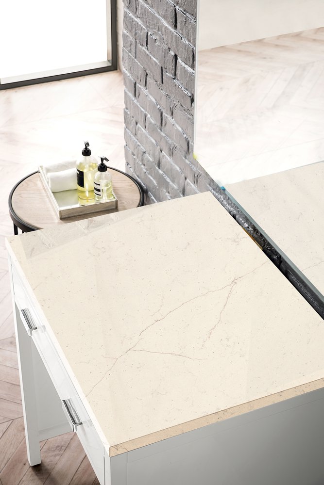 James Martin - Addison 30" Countertop Unit, Glossy White w/ 3 CM Eternal Marfil Top - E444-CU30-GW-3EMR view 2