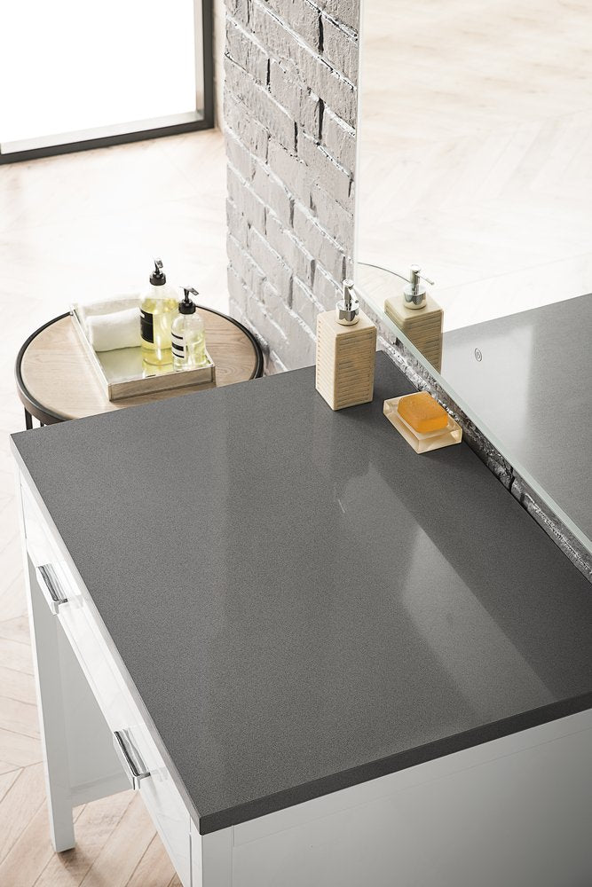James Martin - Addison 30" Countertop Unit, Glossy White w/ 3 CM Grey Expo Silestone Top - E444-CU30-GW-3GEX view 2