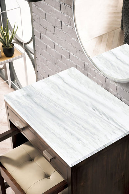 James Martin - Addison 30" Countertop Unit, Mid-Century Acacia w/ 3 CM Arctic Fall Solid Surface Top - E444-CU30-MCA-3AF view 2