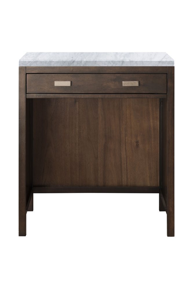 James Martin - Addison 30" Countertop Unit, Mid-Century Acacia w/ 3 CM Carrara Marble Top - E444-CU30-MCA-3CAR view 1