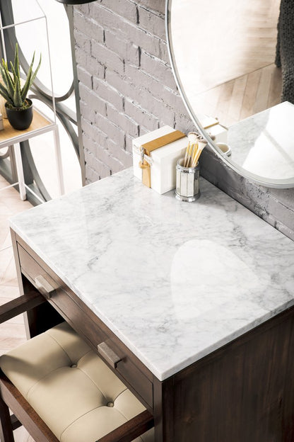 James Martin - Addison 30" Countertop Unit, Mid-Century Acacia w/ 3 CM Carrara Marble Top - E444-CU30-MCA-3CAR view 2