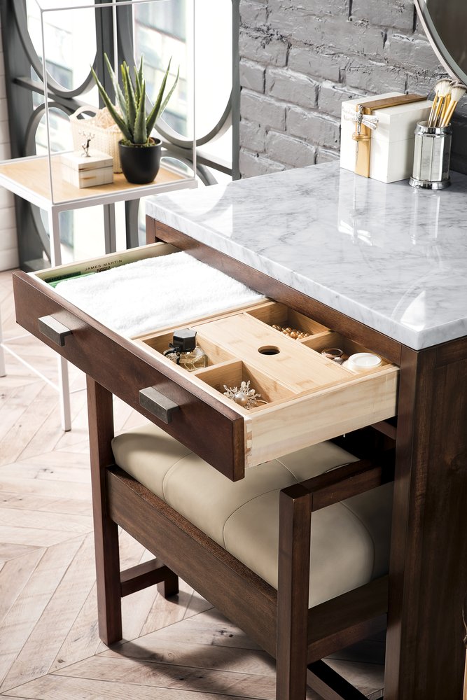 James Martin - Addison 30" Countertop Unit, Mid-Century Acacia w/ 3 CM Carrara Marble Top - E444-CU30-MCA-3CAR view 6
