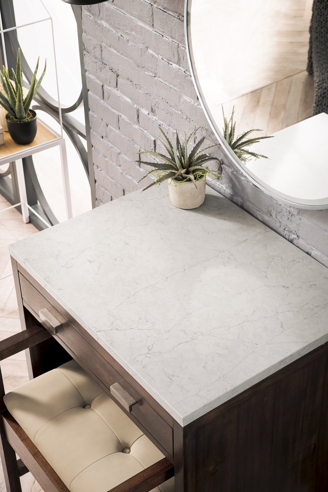 James Martin - Addison 30" Countertop Unit, Mid-Century Acacia w/ 3 CM Eternal Jasmine Pearl Silestone Top - E444-CU30-MCA-3EJP view 2