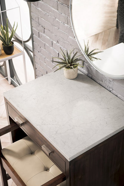 James Martin - Addison 30" Countertop Unit, Mid-Century Acacia w/ 3 CM Eternal Jasmine Pearl Silestone Top - E444-CU30-MCA-3EJP view 2