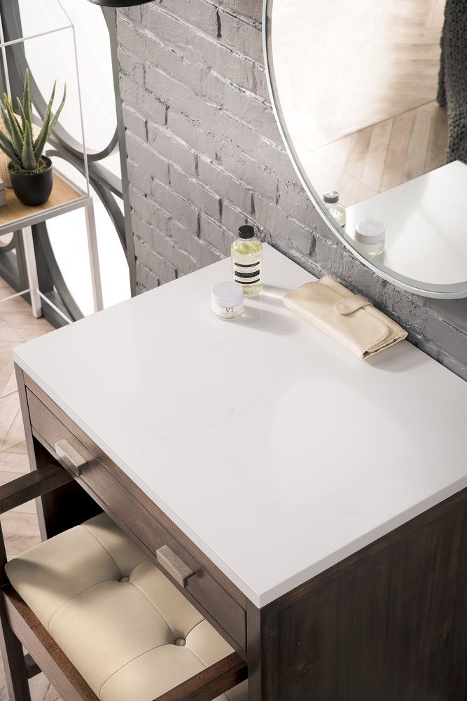 James Martin - Addison 30" Countertop Unit, Mid-Century Acacia w/ 3 CM White Zeus Silestone Top - E444-CU30-MCA-3WZ view 2