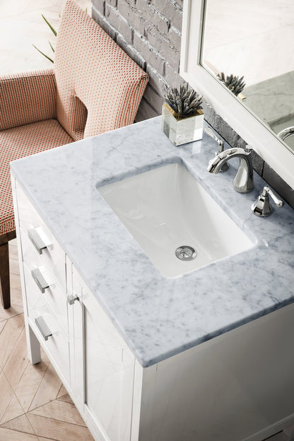 James Martin - Addison 30" Single Vanity, Glossy White w/ 3 CM Carrara White Top - E444-V30-GW-3CAR view 3