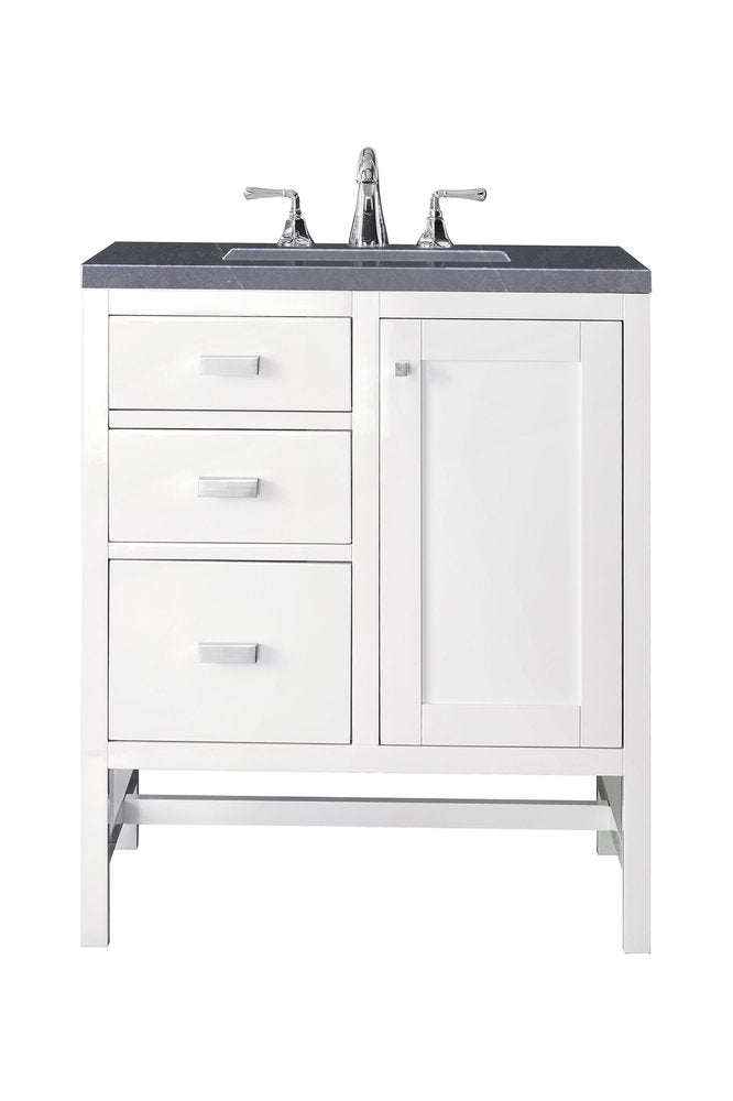 James Martin - Addison 30" Single Vanity, Glossy White w/ 3 CM Charcoal Soapstone Silestone Top - E444-V30-GW-3CSP view 1