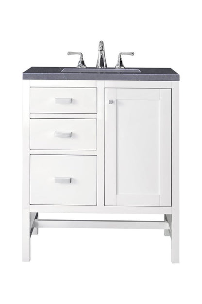 James Martin - Addison 30" Single Vanity, Glossy White w/ 3 CM Charcoal Soapstone Silestone Top - E444-V30-GW-3CSP view 1