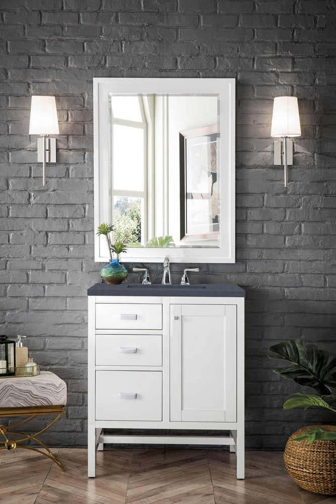 James Martin - Addison 30" Single Vanity, Glossy White w/ 3 CM Charcoal Soapstone Silestone Top - E444-V30-GW-3CSP view 2