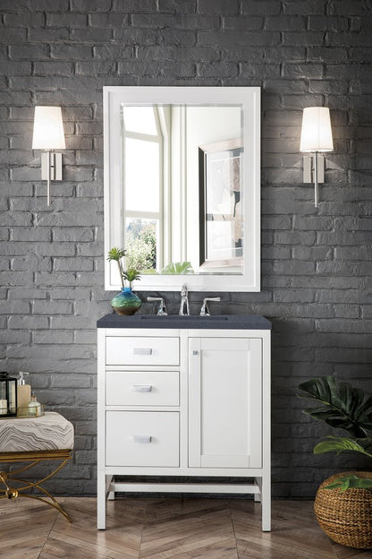 James Martin - Addison 30" Single Vanity, Glossy White w/ 3 CM Charcoal Soapstone Silestone Top - E444-V30-GW-3CSP view 2